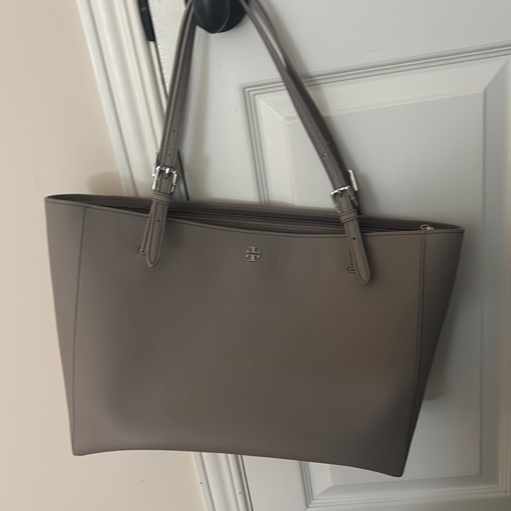Tory Burch Gray Tote Bag Structured Leather